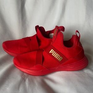PUMA Radiate Z Strap Red/Gold Running Shoes 194089-04 Women's Size 8.5